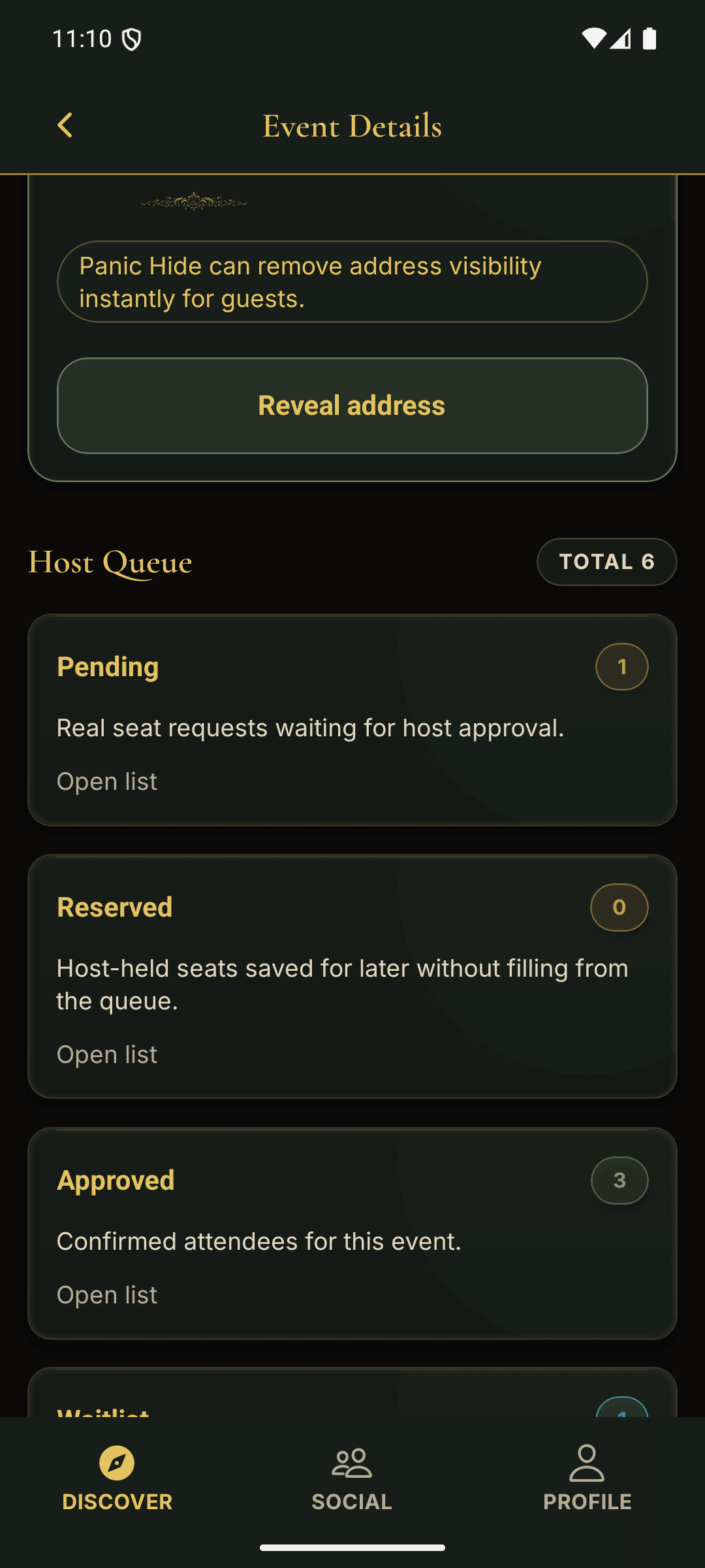 PokerMeet host request queue screen