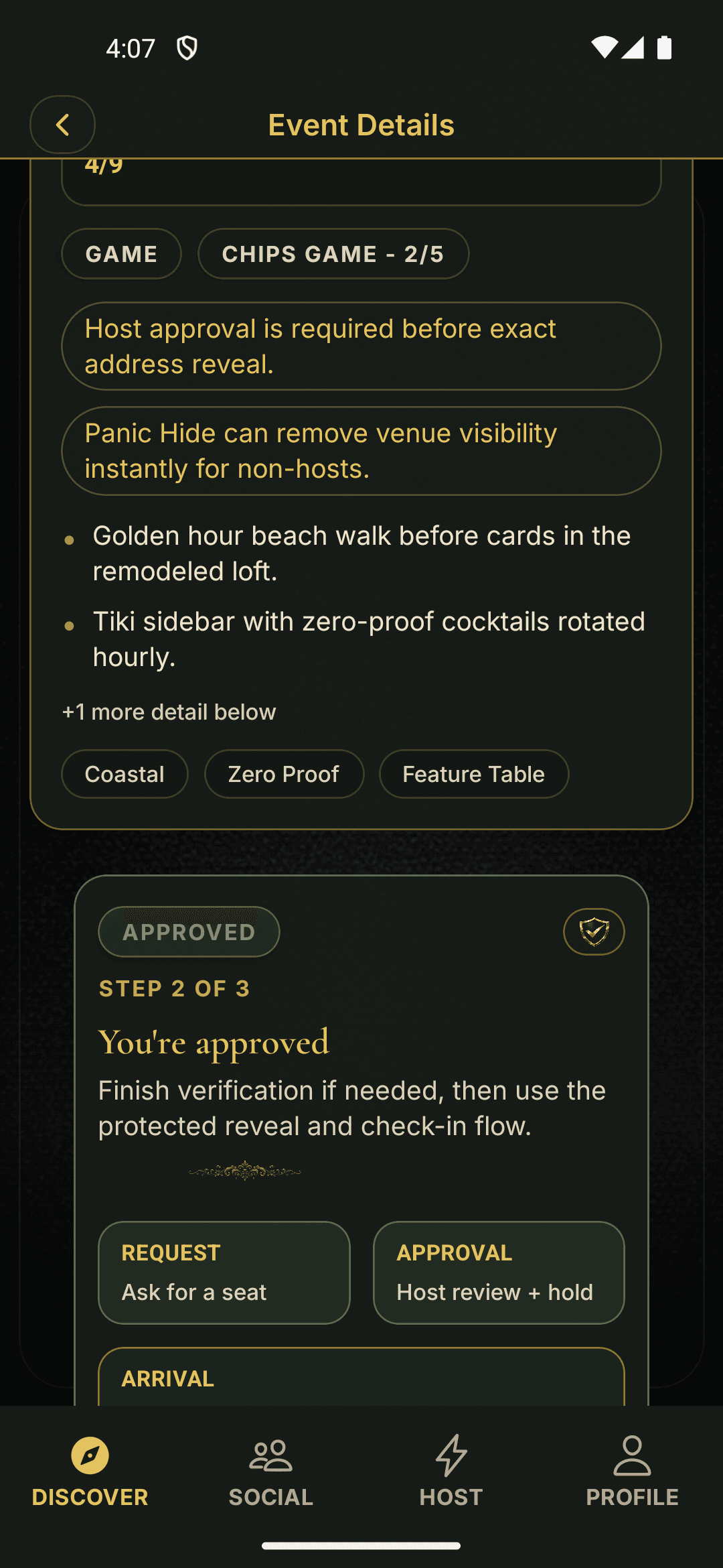 PokerMeet protected address reveal screen